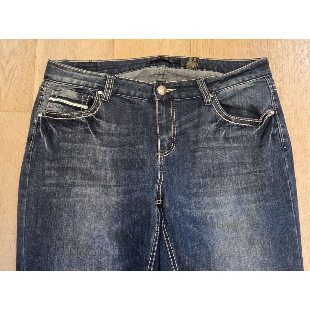 Love X Nation Women's Size 16 Bootcut Jeans Cross Bling Y2K Dark Wash 36x33.5 - Picture 3 of 9